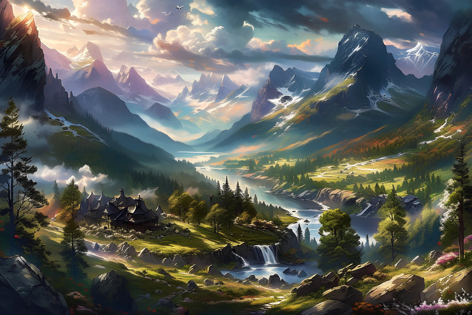 The land of scandinavia, beautiful scenery, 8k, high detail, digital painting, concept art