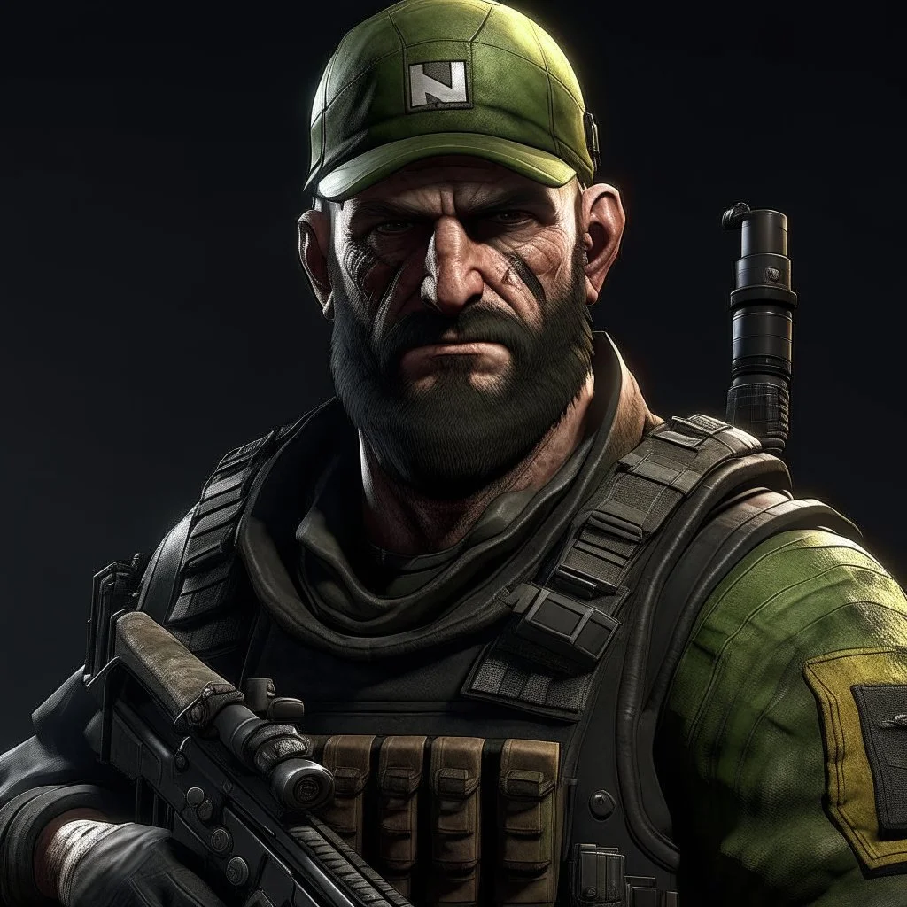 captain price from call of duty in the style of cyber punk