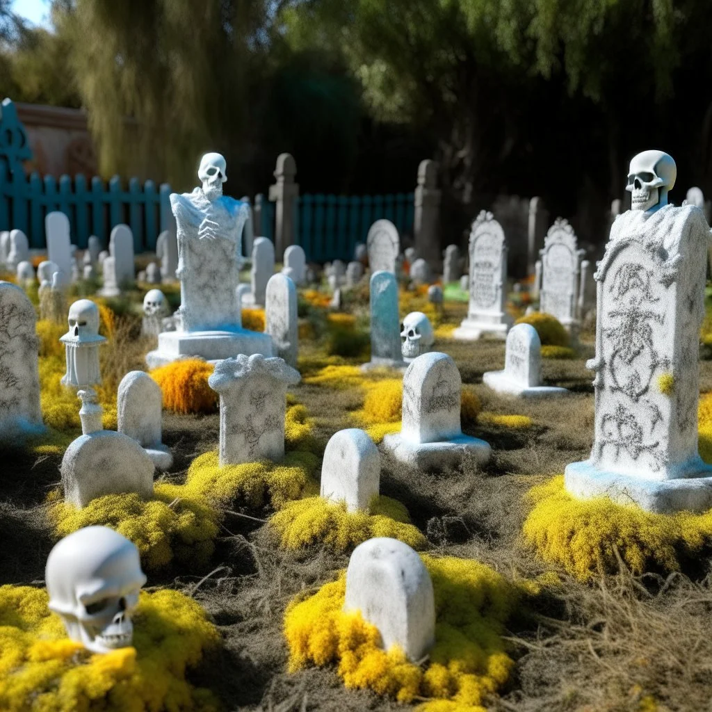 A white spongy graveyard with screaming ghosts designed in Mexican folk art painted by Vincent van Gogh