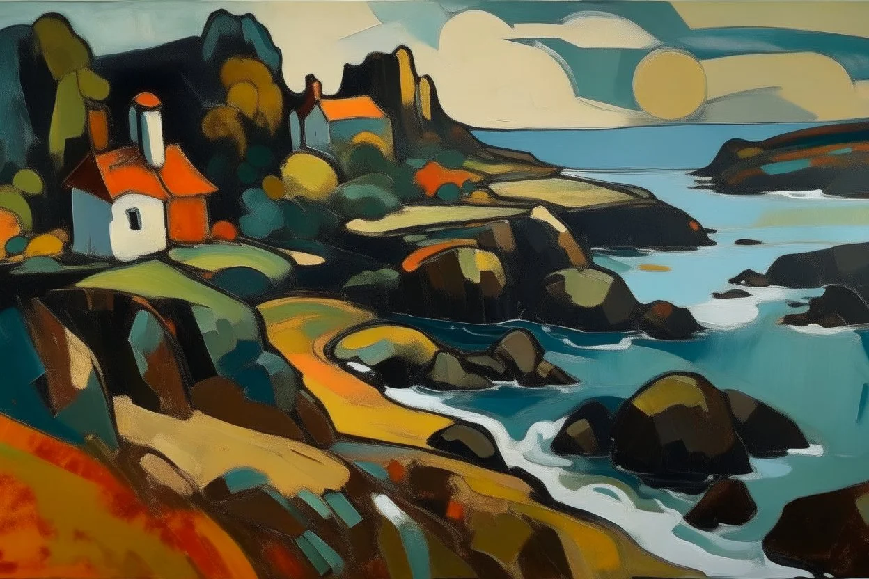 abstract landscape of iona in the style of Arne hiersoux