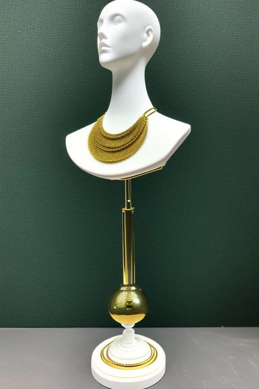 dark green velvet Necklace Mannequin Stand on a luxury table