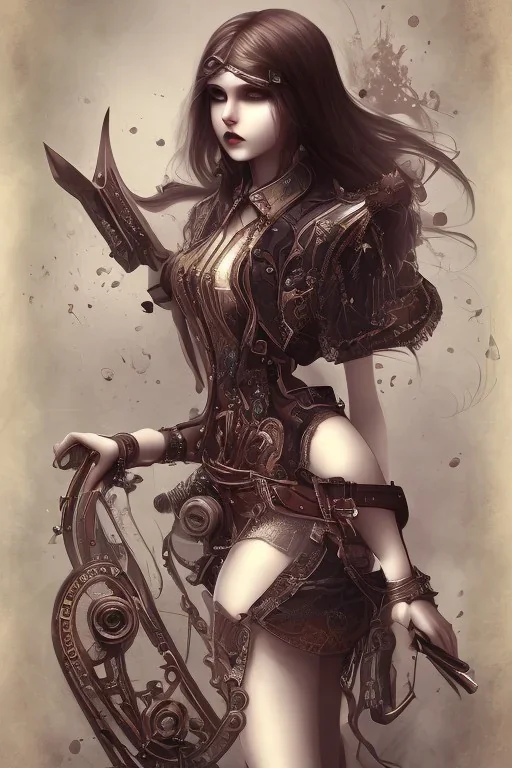 steampunk solitary darkness sad body anormal cry blood girl cute knife hell end