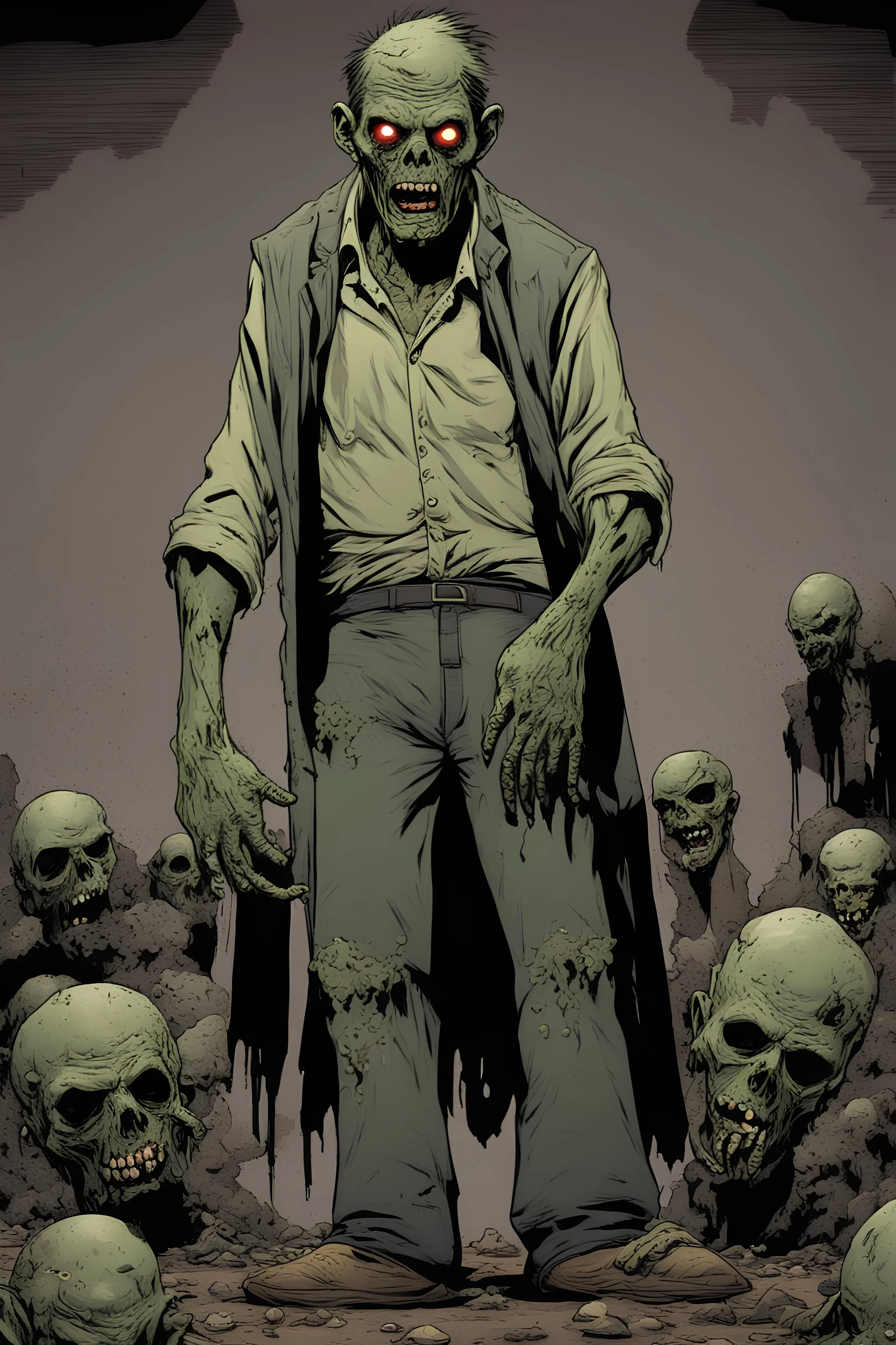 zombie, portrait, comic book, full body, standing, mean, perfect hands,