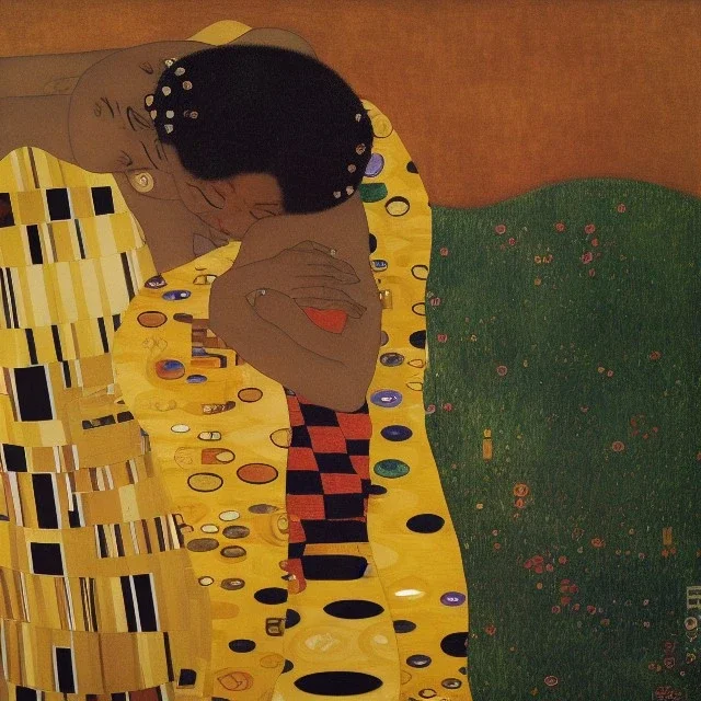 african-American and Japanese woman in love by Gustav Klimt