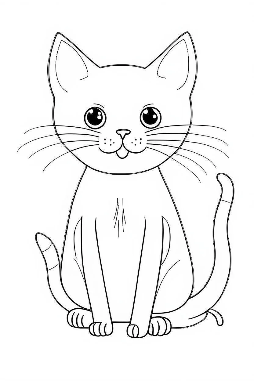 blank colouring book, simple picture for toddlers, cat