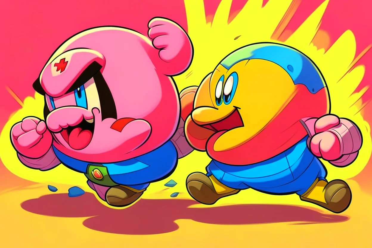 mario fighting buff kirby