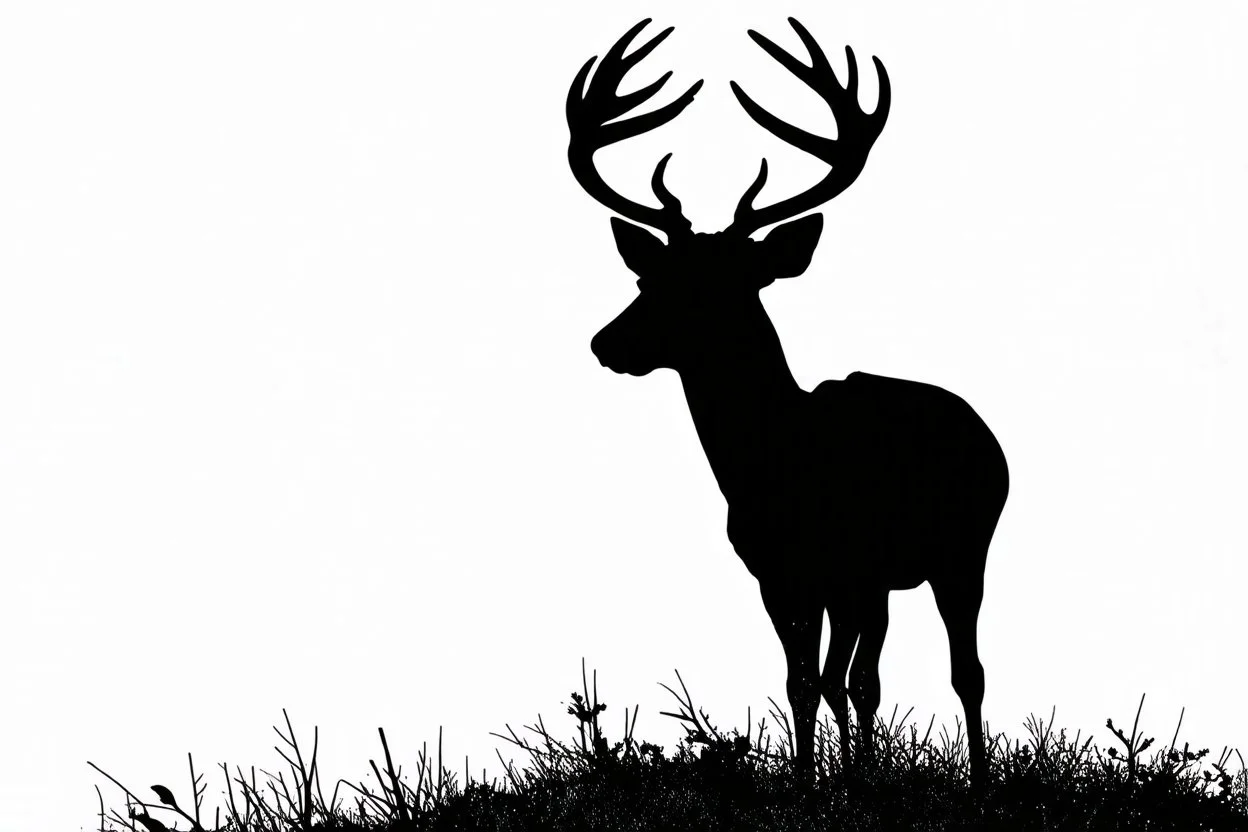 silhouette of a male deer, black on white, vector clipart