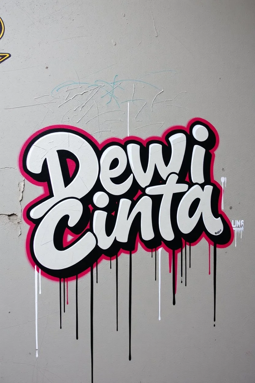 SWritten 'Dewi Cinta' text Graffiti Art picture