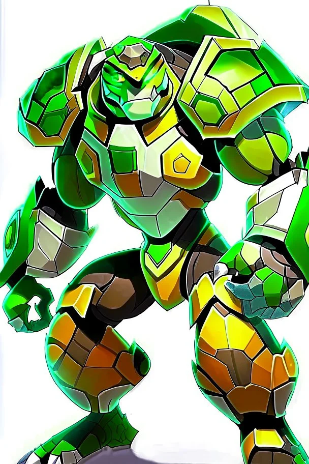 alien From Ben 10 cartoon. Lion. Advanced metal. Magnetic force. Magic power. And his turtle shield