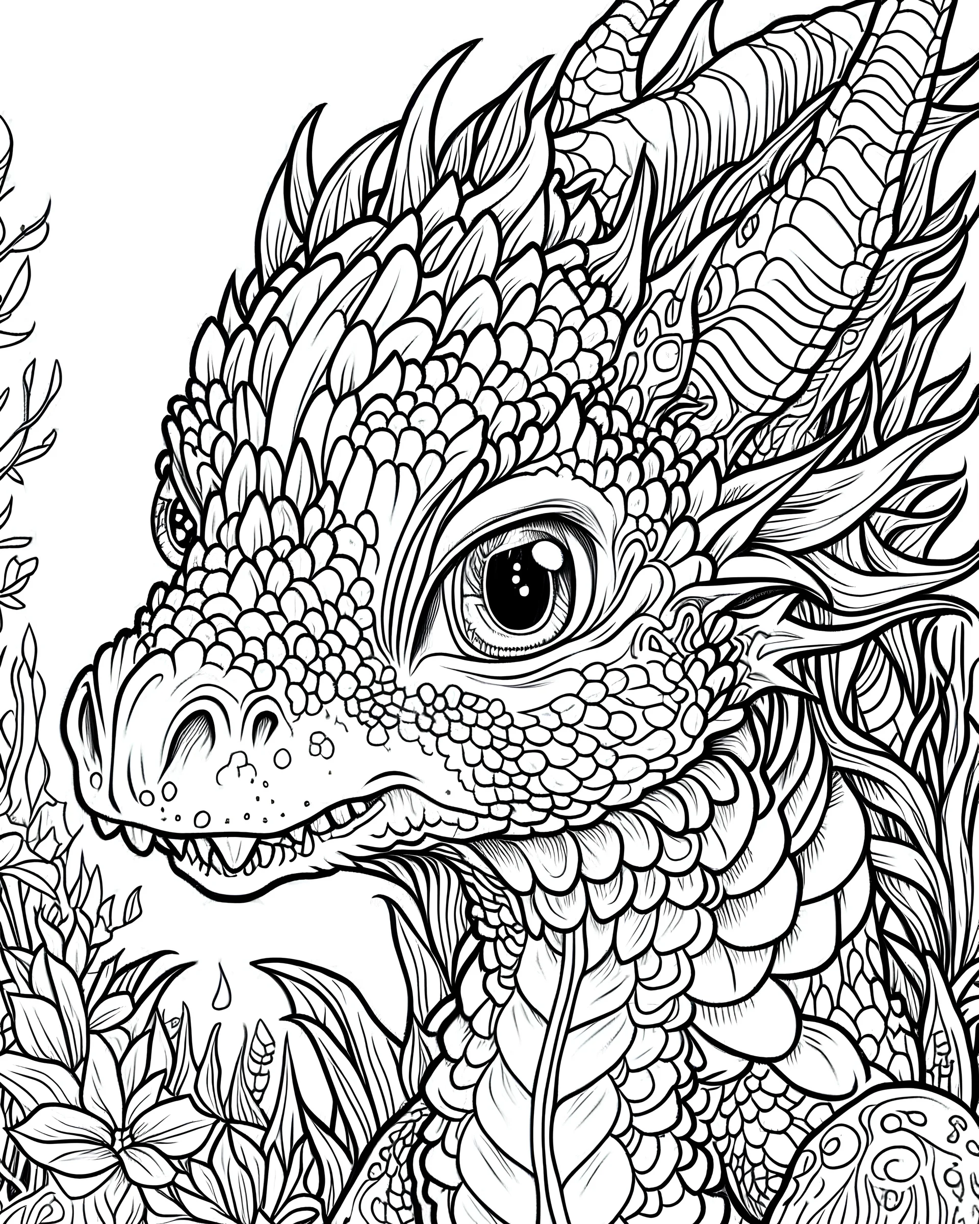 Clean coloring page on white background: comical baby dragon , 24mm portrait lens closeup, fairy tale style, focus sharp on main object, all white details, masterpiece white thinnest and clean line ink drawing with extremely artwork, the best-detailed outline crisp art, sharpest monochrome coloring page, ultra clean monochrome vector image, isometric vector Art by Rebecca Dautremer and Corrine Carlson's iconic style , 8kit a clarity and clean appearance, 8k,