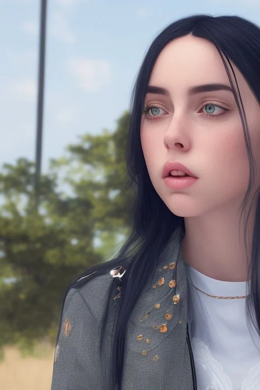 Billie Eilish, sitting on a chair, Black Short Dress, high detail, realistic, 8k