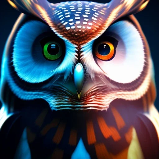 Badass Owl, macro lens blur, photorealistic,studio lighting, sharp focus, unreal engine