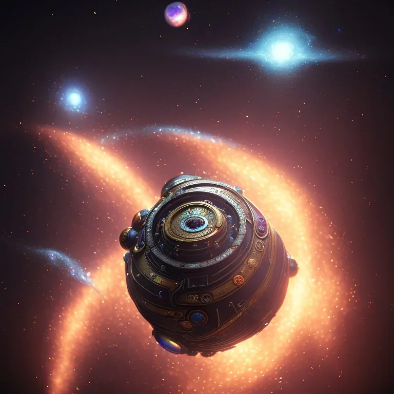 3D A ring containing galaxies, steampunk, unreal 5, octane render, cinema4d, dynamic lighting, dramatic lighting, 4k, redshift render, highly detailed, hyper realistic,center camera