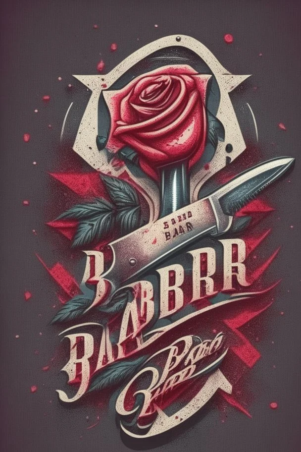 rose mit rasiermesser, haarschneidemaschine und diamant über schriftzug,firmenlogo für friseur barber, name soll SAMO THE BARBER sein, high quality, logo, graffitidesign, symmetrisch, 4k, retro, gentleman