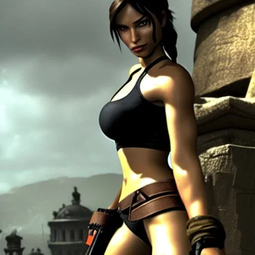 lara croft lustfully leering at me