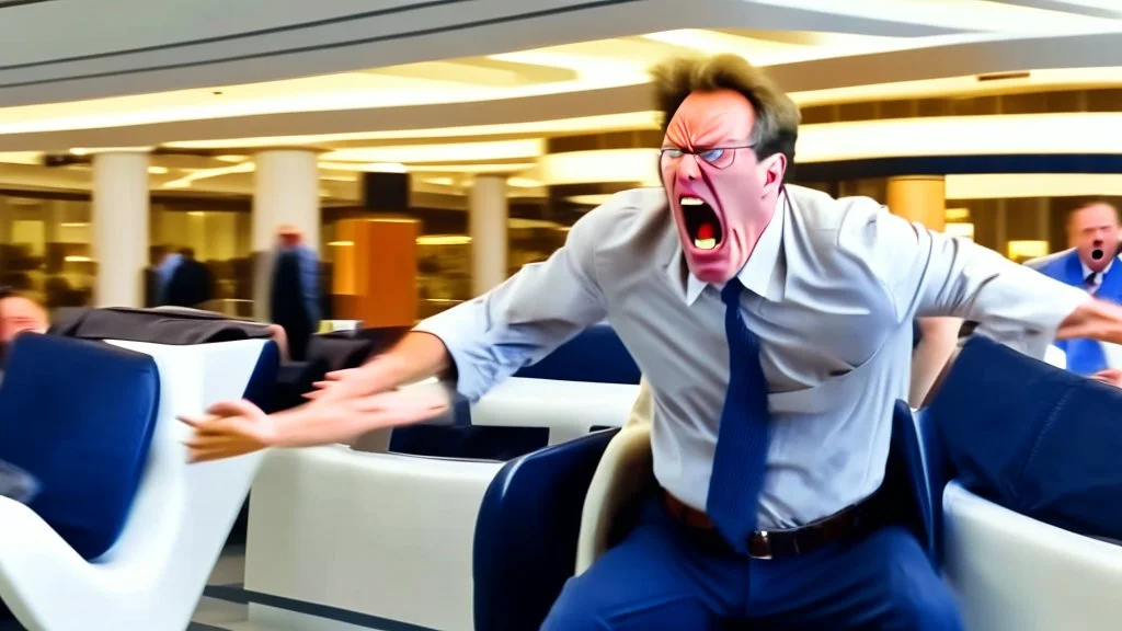 security denying man having a tantrum out of airport lounge