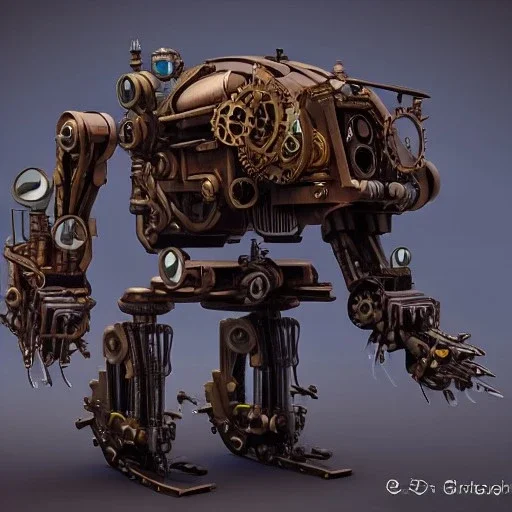 steampunk mech in debris