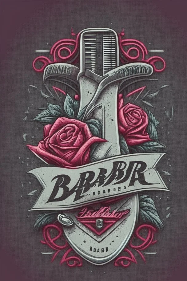 rose mit rasiermesser, haarschneidemaschine und diamant über schriftzug,firmenlogo für friseur barber, name soll SAMO THE BARBER sein, high quality, logo, graffitidesign, symmetrisch, 4k, retro, gentleman