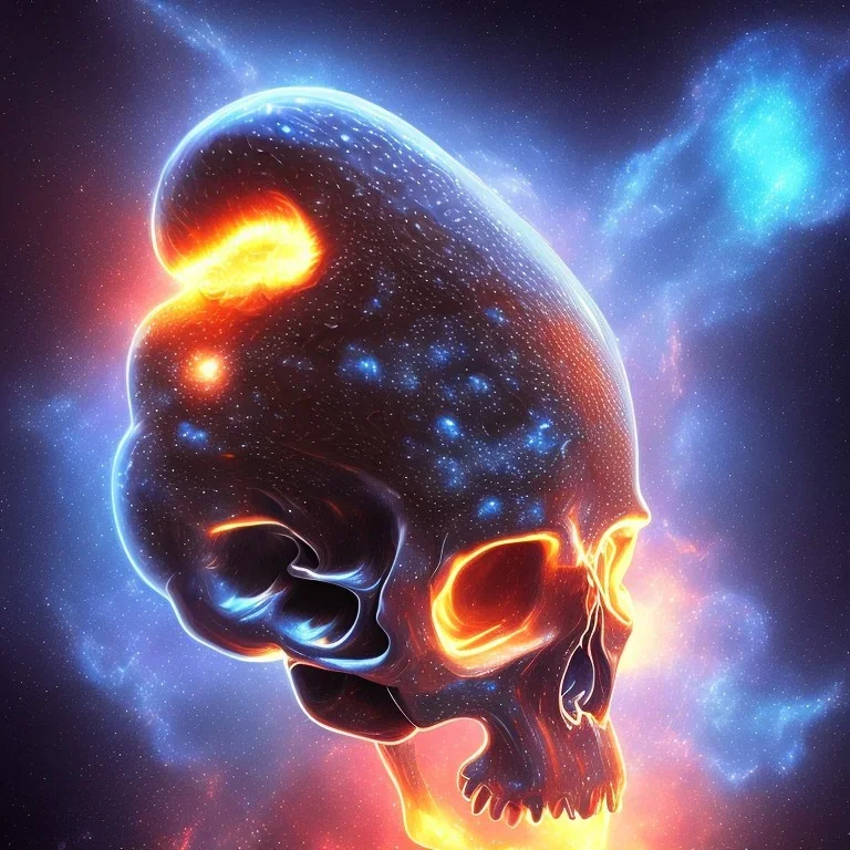 metal magic armoured skull MUSHROOMs stars galaxy SPACE lANDSCAPE BURNING IN BLUE FLAMES hellfire abyss