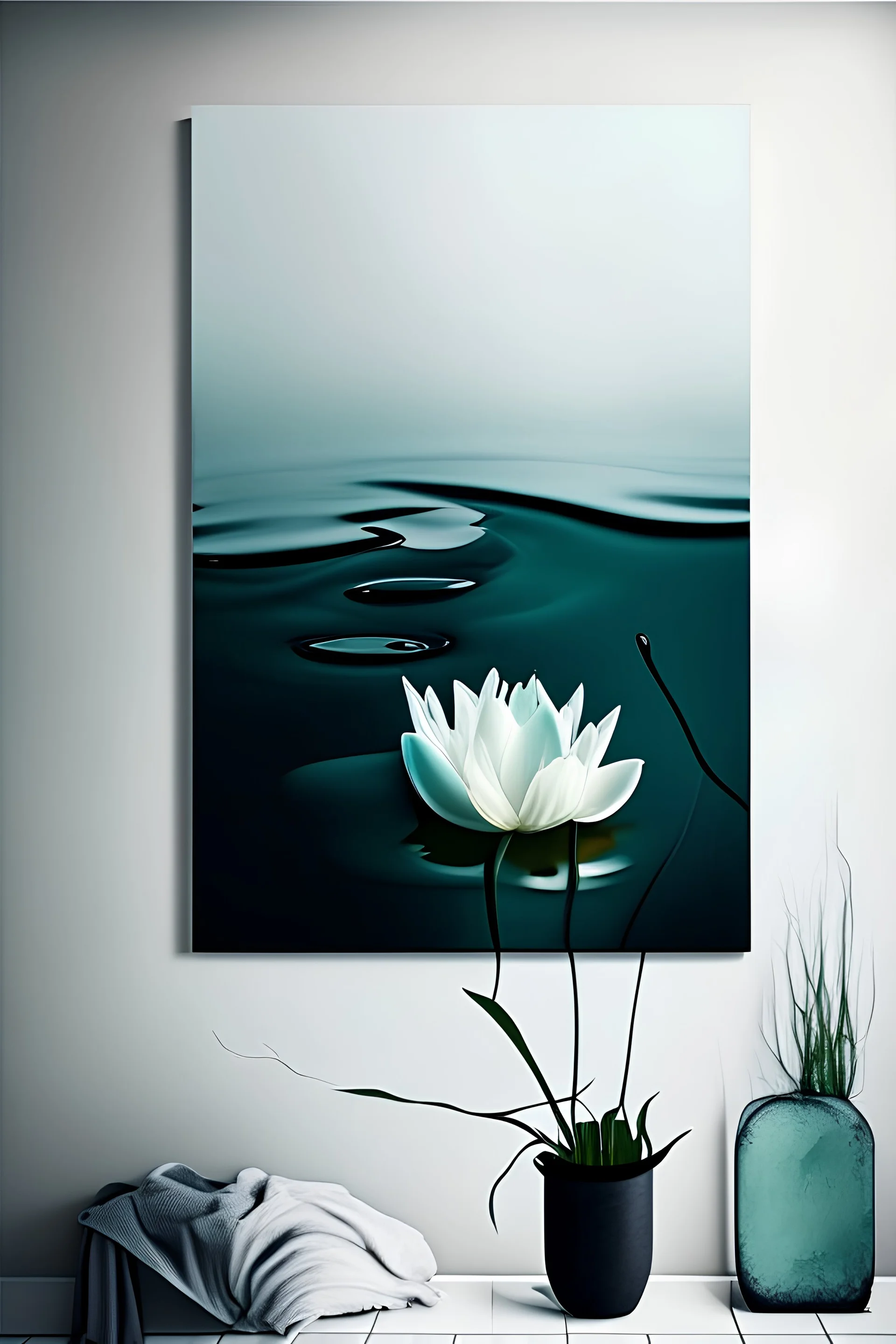 canvas modern design nordic minimal feminine underwater plant water Lilly abstract