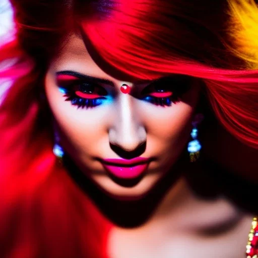 Clear focus, 8k, high quality, detailed, beautiful lighting, Shiva, vibrant colors, red hair, vibrant red eyes,