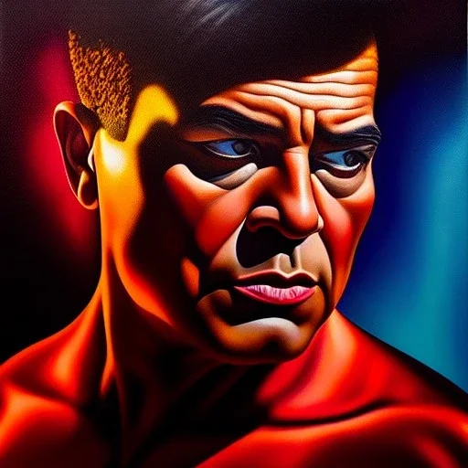 Ultra detailed fullbody Portrait in oil on canvas of Bulletman,intense stare,extremely detailed digital painting, extremely detailed face,crystal clear Big eyes, mystical colors ,perfectly centered image, perfect composition, rim light, beautiful lighting,masterpiece,8k, stunning scene, raytracing, anatomically correct, in the style of robert e howard and Ken Kelley and Ohrai Noriyoshi and Simon Bisley and tomzj1