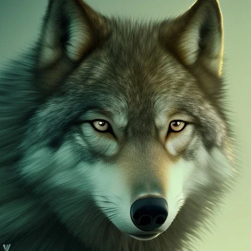 Anthropomorphic wolf wearing green sweater, hyperrealism, 8K, masterpiece, expert, cinematic lighting, sharp focus