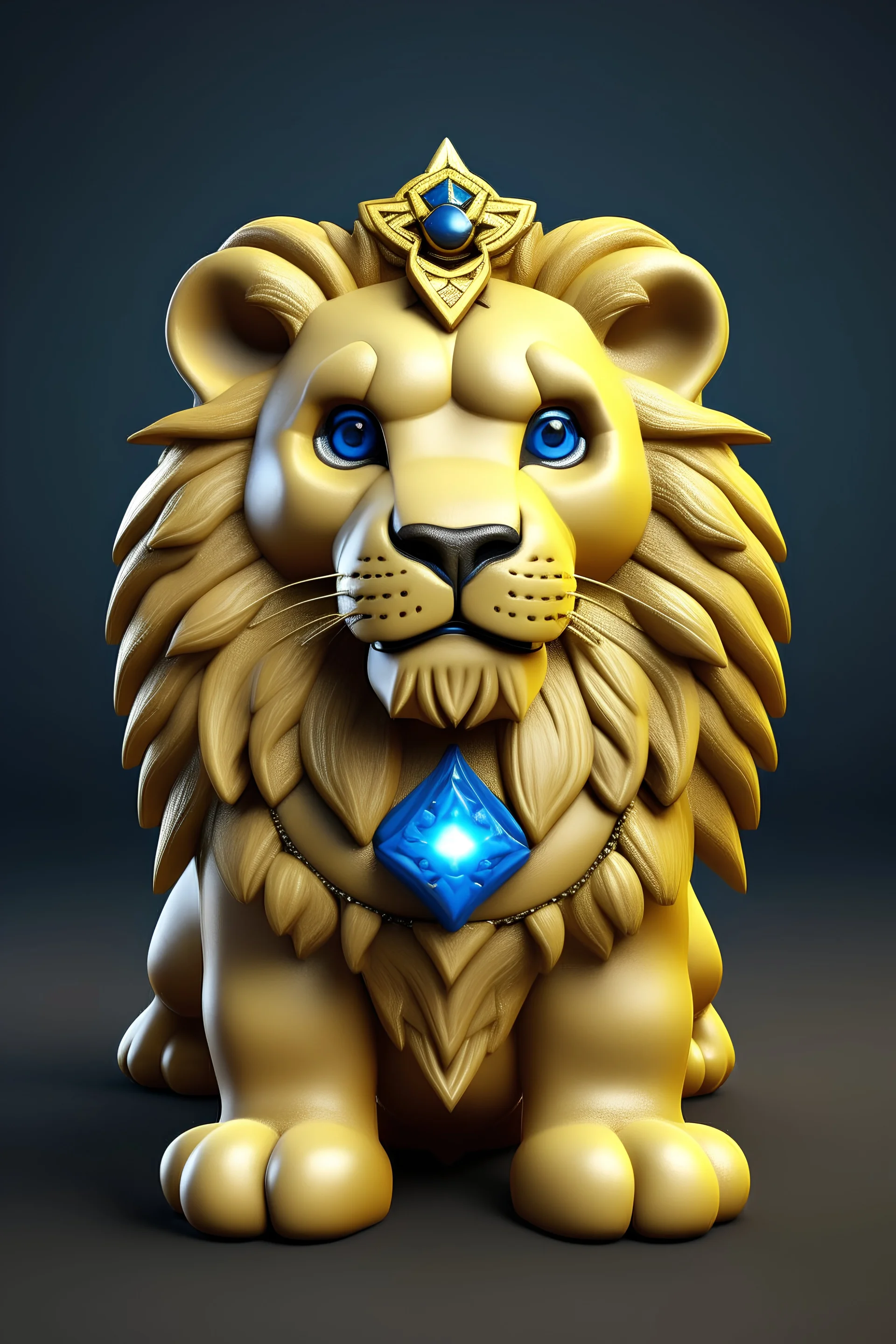 Lion, wearing the star of David necklace, funko realistic 3d render