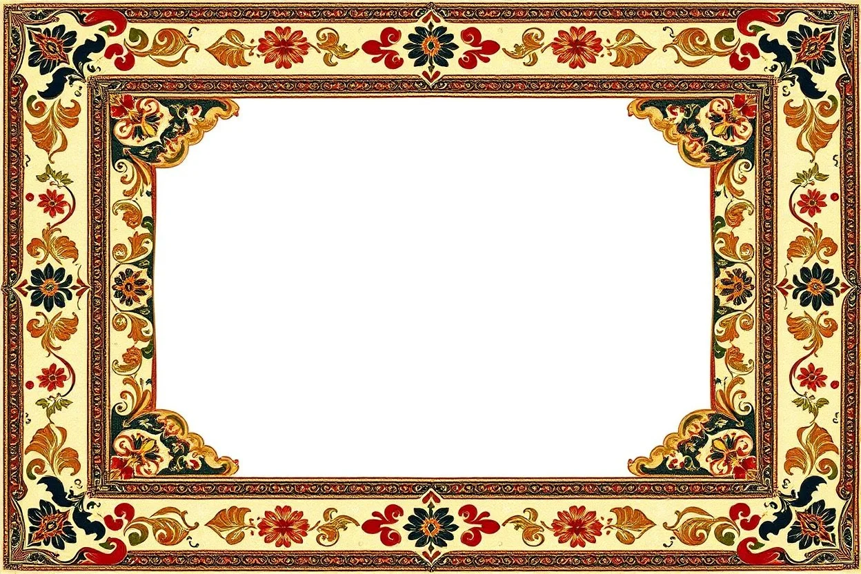 empty photo frame persian art no background