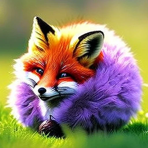 cute little Fox with big, round He lives in a purple nest in the forest and loves to go out and greet the animals he meets along the way. curious and helpful