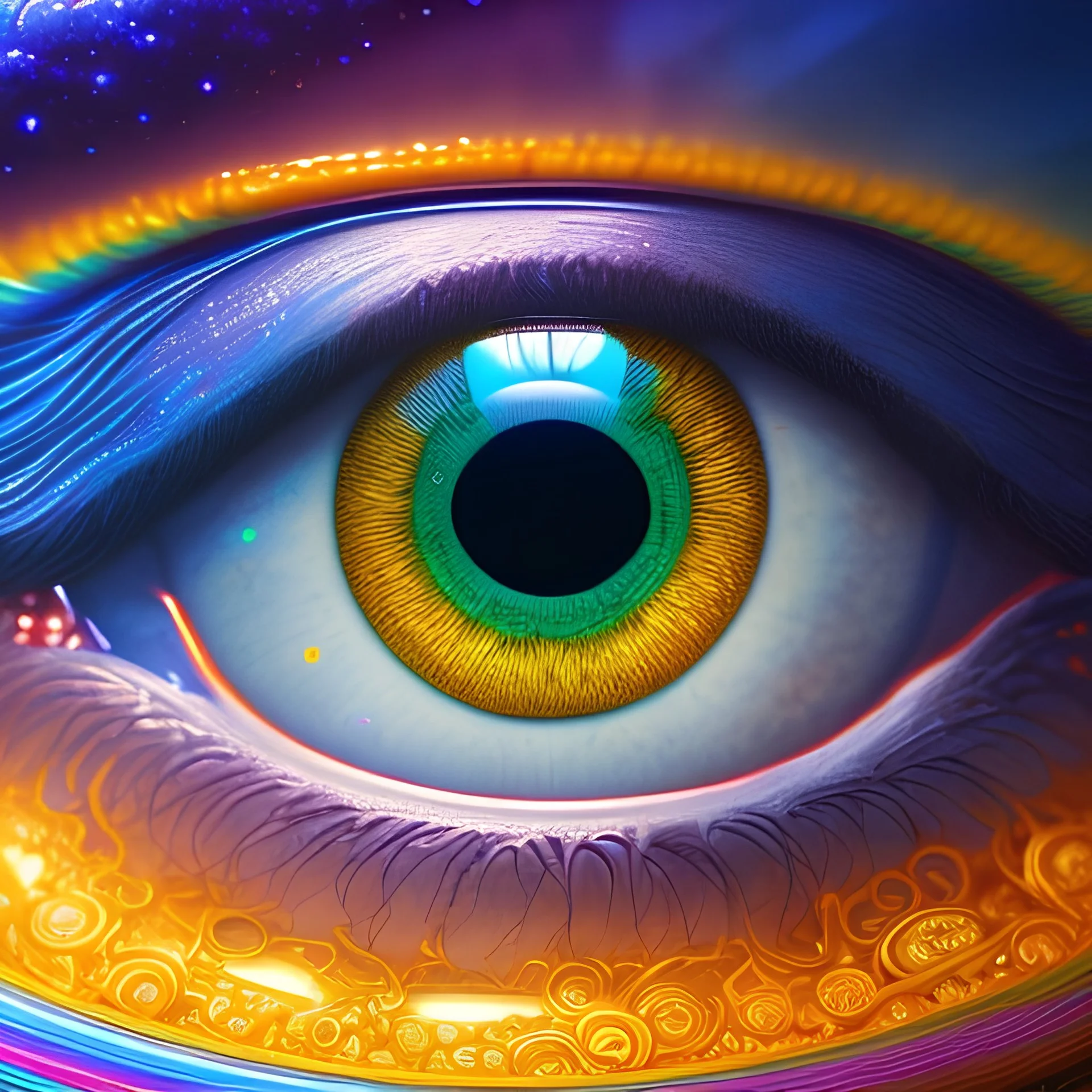 Picture of an eyeball set in rainbow, cinematic lighting, photorealistic, ornate, intricate, realistic, detailed, volumetric light and shadow, hyper HD, octane render, unreal engine insanely detailed and intricate, hypermaximalist, elegant, ornate, hyper-realistic, super detailed --v 4