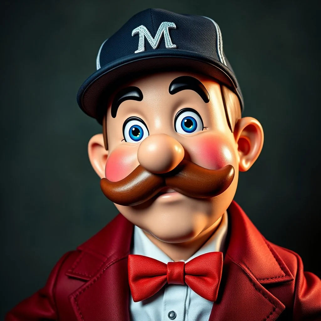 the monopoly man wearing a trucker cap