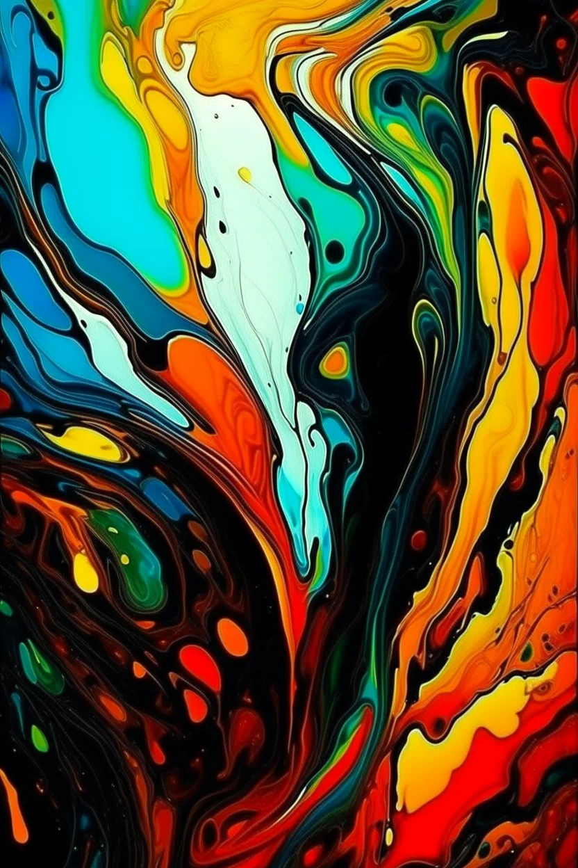 Liquid abstract painting, worm colors Stand, liquid pattern