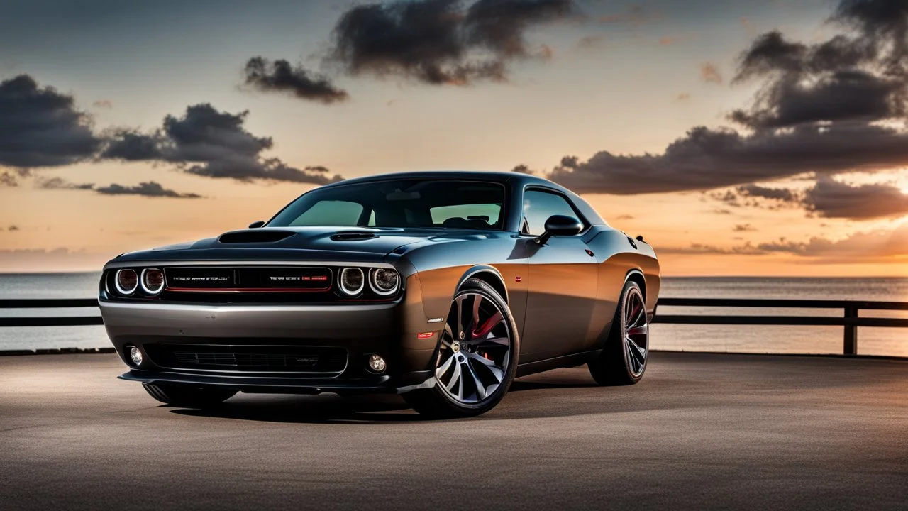 Dodge Challenger if luxury car , desktop wallpaper, 4K, Cinematic, rear view