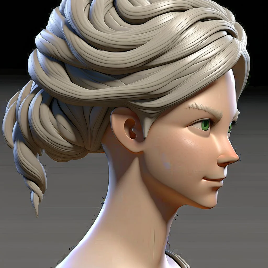 female 3d character hair