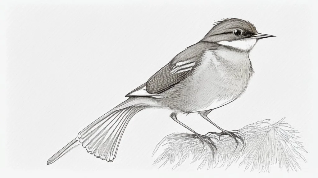 Detailed drawing of a bird on a white background