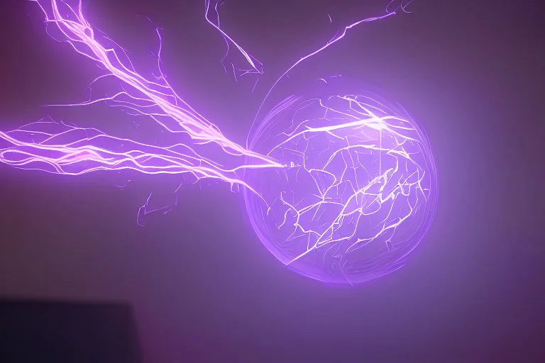 purple lightning inside of glass ball