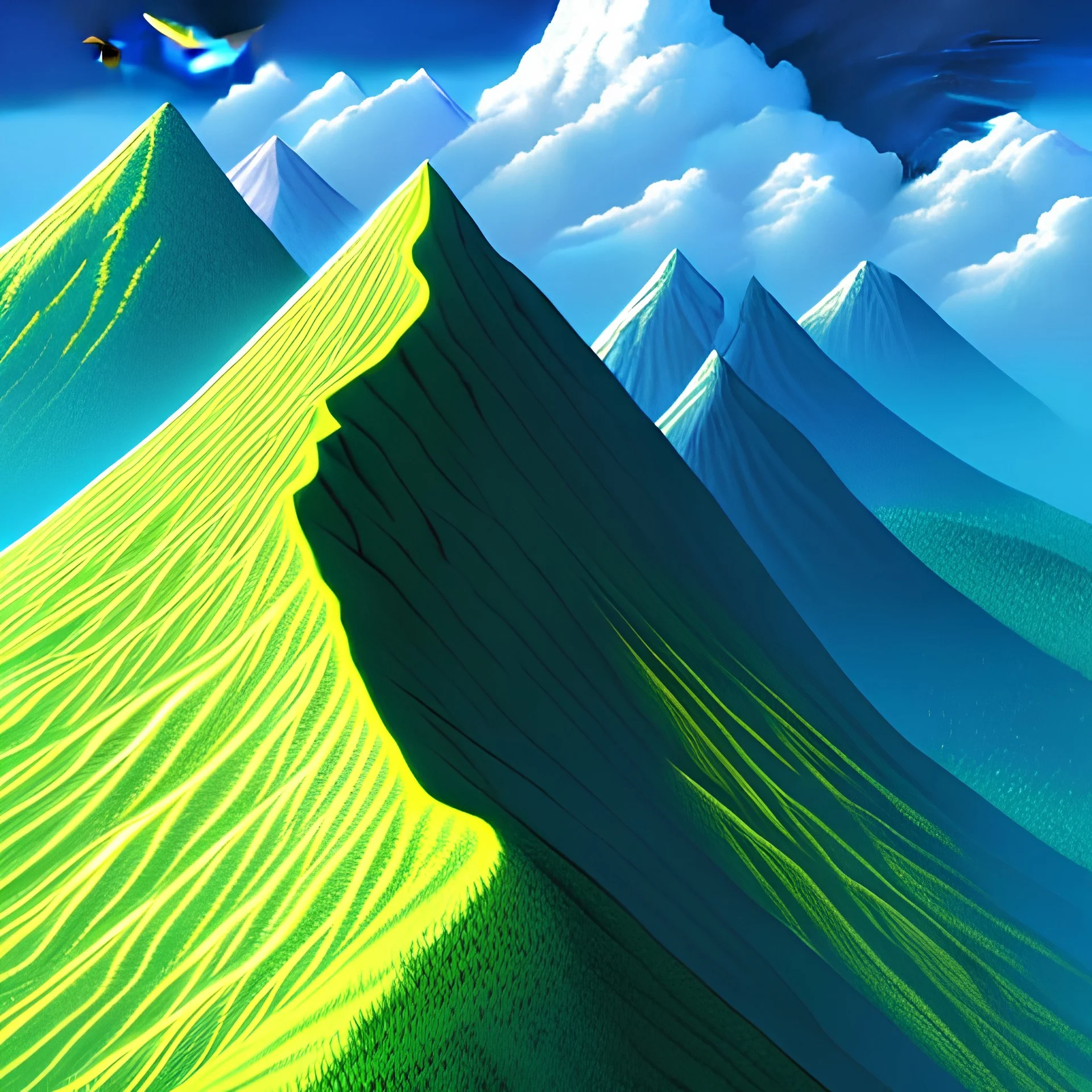 Neon mountain range