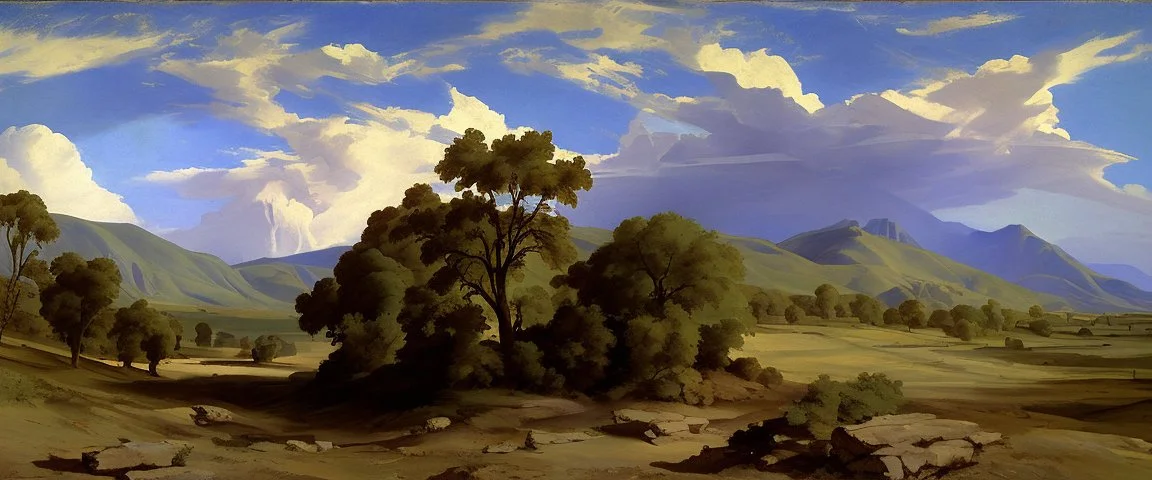 texas hill landscape by poussin