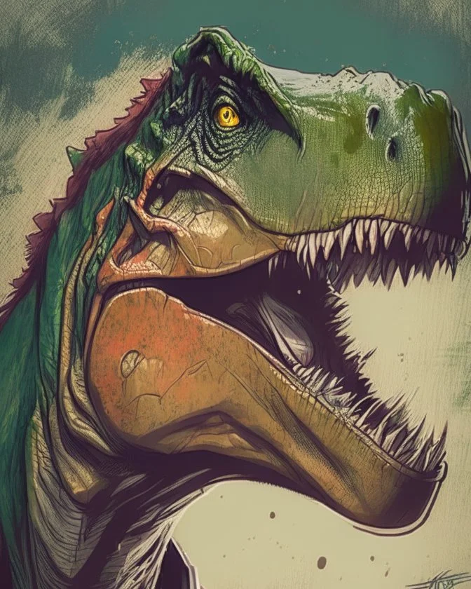 Dinosaur, T-rex, Comic style, portrait