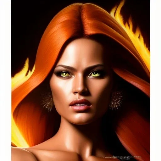 Ultra detailed fullbody Portrait in oil on canvas of X-men -beautiful female phoenix on fire,extremely detailed digital painting,ultrarealistic skin,intense stare, extremely detailed face, crystal clear eyes, mystical colors ,perfectly centered image, perfect composition, rim light, beautiful lighting,masterpiece ,8k, stunning scene, raytracing, anatomically correct, in the style of uncannyknack and Ohrai Noriyoshi and robert e howard and Steve Jung and Wizyakuza and Simon Bisley.