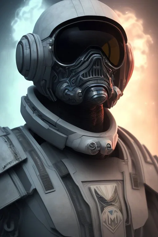 All Black Galactic soldier, wearing high tech mask, white smoke, dark, rage, sorrow, high definition, ultra 8 k, volumetric lighting, blue fire, fog