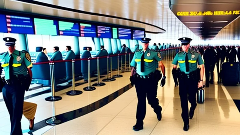 2 security officers escort upset customer away from airport lounge