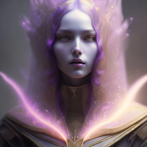 A beautiful portrait female warlock long hood cloak purple, fighting dark evil monster from hell in magic world, 8 k, trending on artstation by tooth wu ” digital art by Eugene de Blaas and Ross Tran, vibrant color scheme, highly detailed, in the style of romanticism, cinematic, artstation best quality, realistic lighting, masterpiece portrait, details light dusting , cowboy shot from above, simple chain hauberk Vector art digital illustration 3D shading