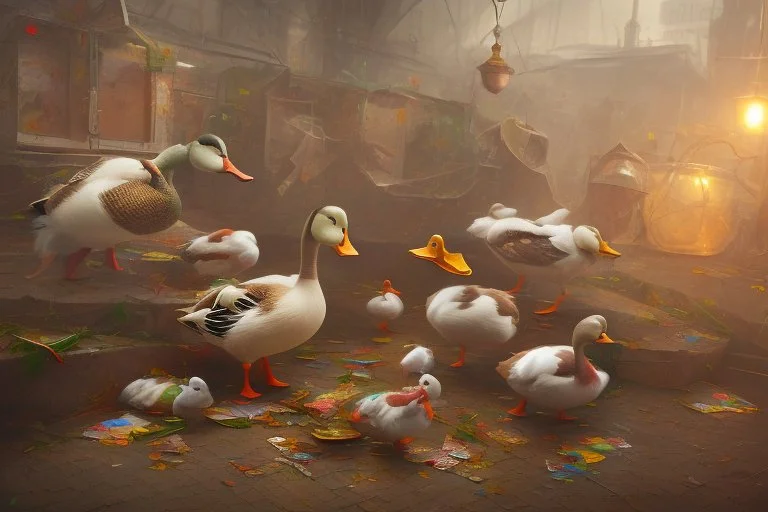 duck vandalism, perfect composition, hyperrealistic, super detailed, 8k, high quality, trending on artstation, studio photo, highly detailed, wide borders