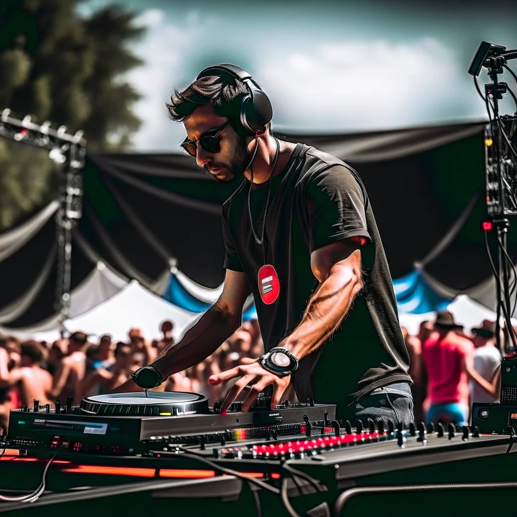 dj on stage in a music festival