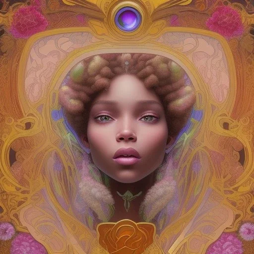 afro mexican 3d Disney pixar smilling woman, Alphonse Mucha, Hector Guimard, 32K, intricately detailed, plants, flowers, colorful, rtx, unreal engine 5, art nouveau, clouds, smoke, square type face, Día de los Muertos