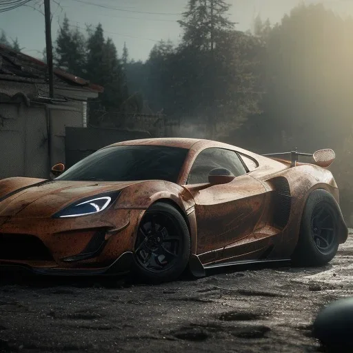 photo of a ultra realistic modified sport car, sunny, springs, cinematic lighting, studio lighting, battered, 4k, hyper realistic, focused, landscape, extreme details, unreal engine 5, cinematic, masterpiece