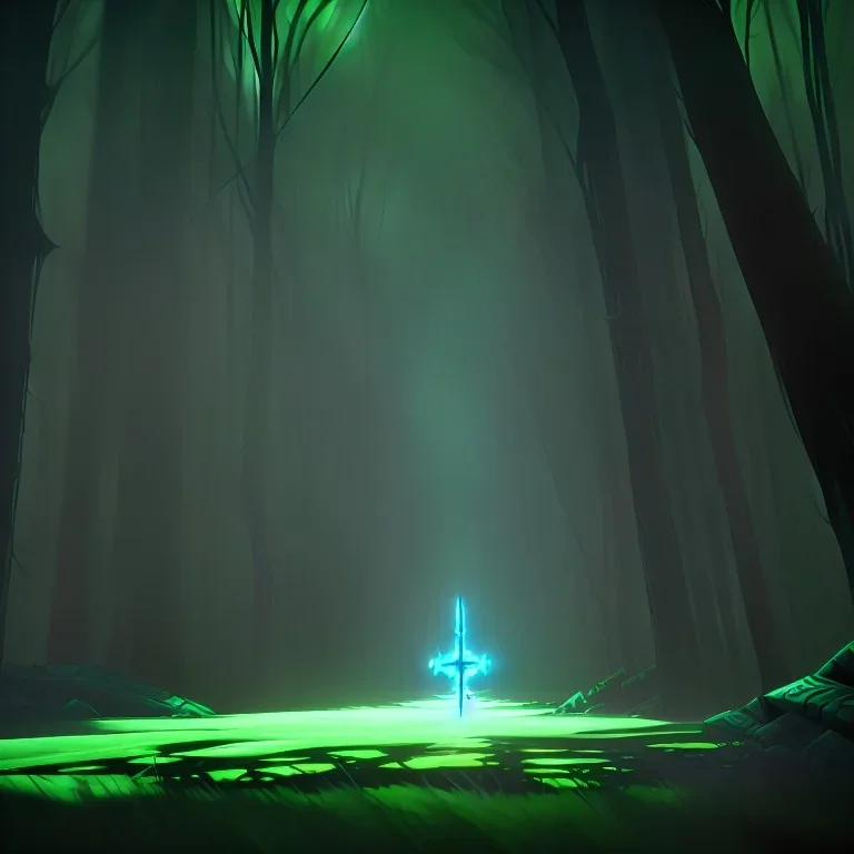 Sword in the middle of dark forest