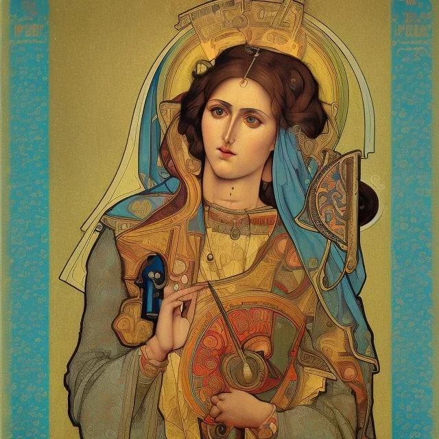 patron of photographers holding a camera in one hand and film roll in the other. orthodox icon with saint photographer. Cyrillic inscriptions. hyperdetailed, Alphonse Mucha, Zdzisław Beksiński, poster, illustration, ink, oil on canvas, 18th century atlas